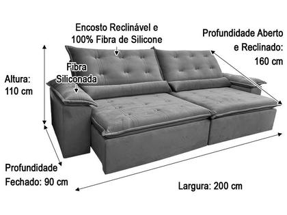 Imagem de Sofá Retrátil Reclinável 2,00 m Marrom 500 Tijuca Plus