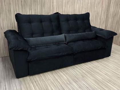 Sofá Retrátil Reclinável 2,00 m Preto Flore - ALPOIM Imagem de Sofá Retrátil Reclinável 2,00 m Preto Flore