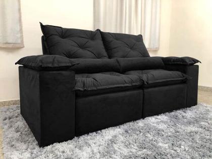 Sofá Retrátil Reclinável 2,00 m Preto Premium - AlPOIM Imagem de Sofá Retrátil Reclinável 2,00 m Preto Premium