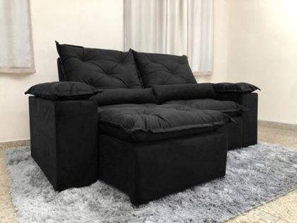 Sofá Retrátil Reclinável 2,00 m Preto Premium - AlPOIM Imagem de Sofá Retrátil Reclinável 2,00 m Preto Premium