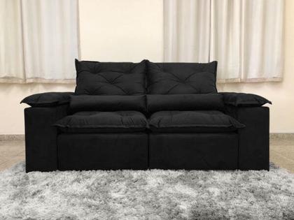 Sofá Retrátil Reclinável 2,00 m Preto Premium - AlPOIM Imagem de Sofá Retrátil Reclinável 2,00 m Preto Premium