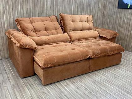 Sofá Retrátil Reclinável 2,00 m Terracota Flore - ALPOIM Imagem de Sofá Retrátil Reclinável 2,00 m Terracota Flore