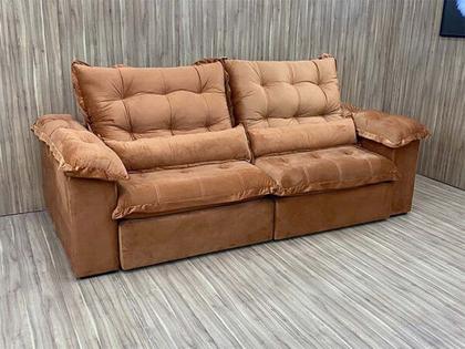 Sofá Retrátil Reclinável 2,00 m Terracota Flore - ALPOIM Imagem de Sofá Retrátil Reclinável 2,00 m Terracota Flore