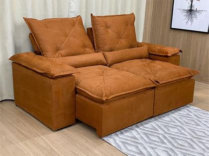 Sofá Retrátil Reclinável 2,00 m Terracota PREMIUM - ALPOIM Imagem de Sofá Retrátil Reclinável 2,00 m Terracota PREMIUM
