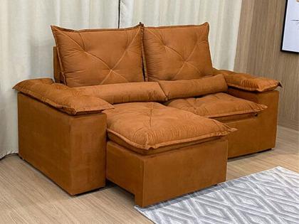 Sofá Retrátil Reclinável 2,00 m Terracota PREMIUM - ALPOIM Imagem de Sofá Retrátil Reclinável 2,00 m Terracota PREMIUM