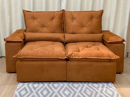 Sofá Retrátil Reclinável 2,00 m Terracota PREMIUM - ALPOIM Imagem de Sofá Retrátil Reclinável 2,00 m Terracota PREMIUM
