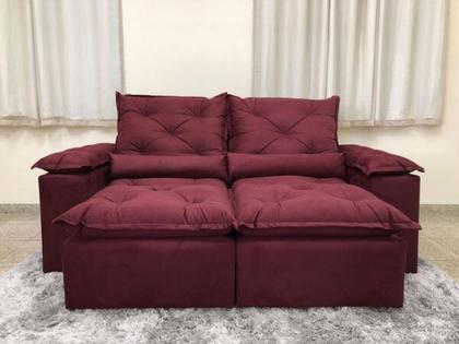 Sofá Retrátil Reclinável 2,00 m Vinho PREMIUM - ALPOIM Imagem de Sofá Retrátil Reclinável 2,00 m Vinho PREMIUM