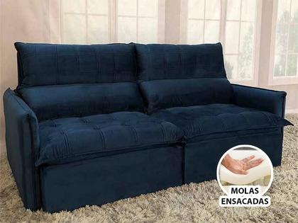 Sofá Retrátil Reclinável 2,25 m Azul 325 Leticia - Alpoim Imagem de Sofá Retrátil Reclinável 2,25 m Azul 325 Leticia