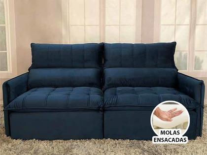 Sofá Retrátil Reclinável 2,25 m Azul 325 Leticia - Alpoim Imagem de Sofá Retrátil Reclinável 2,25 m Azul 325 Leticia