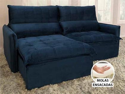 Sofá Retrátil Reclinável 2,25 m Azul 325 Leticia - Alpoim Imagem de Sofá Retrátil Reclinável 2,25 m Azul 325 Leticia
