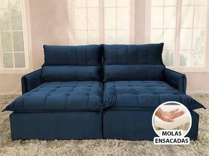 Sofá Retrátil Reclinável 2,25 m Azul 325 Leticia - Alpoim Imagem de Sofá Retrátil Reclinável 2,25 m Azul 325 Leticia