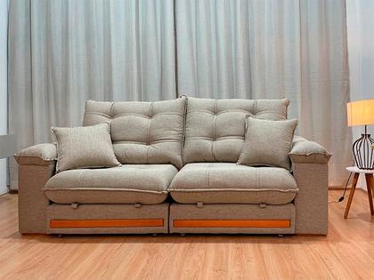 Imagem de Sofá Retrátil Reclinável 2,30 m Linho Bege A226 Gael