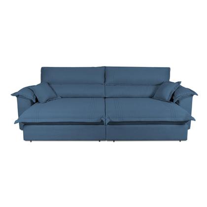 Sofá Retrátil Reclinável 2,30m Nivus Azul c/ Molas Ensacadas - King House Imagem de Sofá Retrátil Reclinável 2,30m Nivus Azul c/ Molas Ensacadas - King House