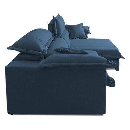 Sofá Retrátil Reclinável 2,30m Nivus Azul c/ Molas Ensacadas - King House Imagem de Sofá Retrátil Reclinável 2,30m Nivus Azul c/ Molas Ensacadas - King House