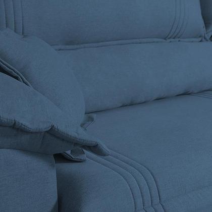 Imagem de Sofá Retrátil Reclinável 2,30m Nivus Azul c/ Molas Ensacadas - King House