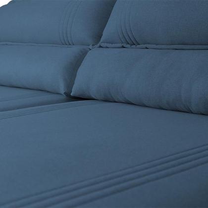 Sofá Retrátil Reclinável 2,30m Nivus Azul c/ Molas Ensacadas - King House Imagem de Sofá Retrátil Reclinável 2,30m Nivus Azul c/ Molas Ensacadas - King House