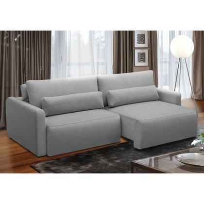 Imagem de Sofá Retrátil Reclinável 240cm Sinna F05 Linho Impermeabilizado Cinza - Mpozenato