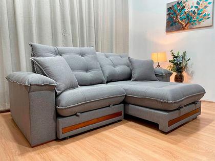 Imagem de Sofá Retrátil Reclinável 2,50 m Linho Cinza A230 Gael