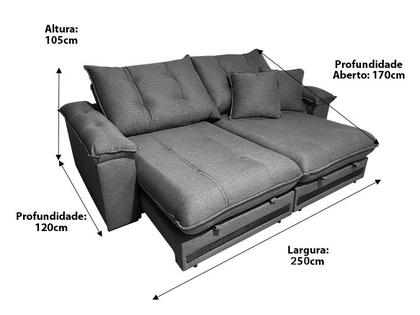 Imagem de Sofá Retrátil Reclinável 2,50 m Linho Marrom A229 Gael