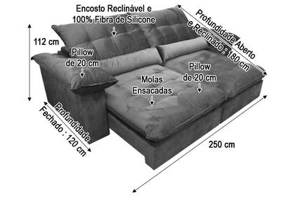 Sofá Retrátil Reclinável 2,50 m Violeta 6 Geórgia - Alpoim Imagem de Sofá Retrátil Reclinável 2,50 m Violeta 6 Geórgia