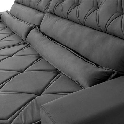 Imagem de Sofá Retrátil Reclinável 2,50m Albany Suede Velut Cinza Molas Ensacadas - King House