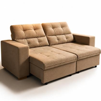 Imagem de Sofá Retrátil Reclinável 2m 3 Lugares Veludo Turim Conforto Premium