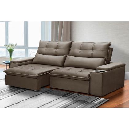 Imagem de Sofá Retrátil Reclinável 3 Lugares 210cm Moritz F05 Veludo Castor - Mpozenato