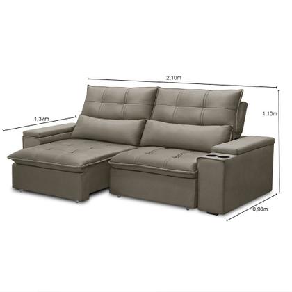 Imagem de Sofá Retrátil Reclinável 3 Lugares 210cm Moritz F05 Veludo Castor - Mpozenato