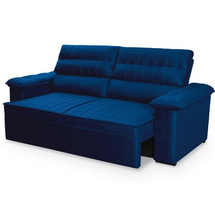 Sofá Retrátil Reclinável 3 lugares com molas 2,00m Quantum Suede Velut Azul - King House Imagem de Sofá Retrátil Reclinável 3 lugares com molas 2,00m Quantum Suede Velut Azul - King House