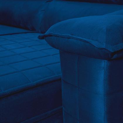 Sofá Retrátil Reclinável 3 lugares com molas 2,00m Quantum Suede Velut Azul - King House Imagem de Sofá Retrátil Reclinável 3 lugares com molas 2,00m Quantum Suede Velut Azul - King House