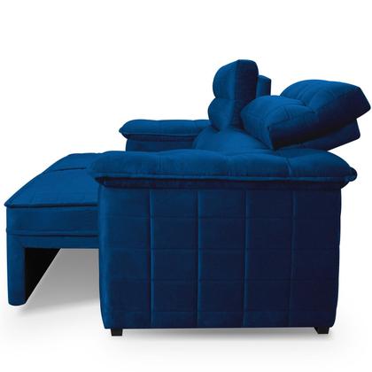 Sofá Retrátil Reclinável 3 lugares com molas 2,00m Quantum Suede Velut Azul - King House Imagem de Sofá Retrátil Reclinável 3 lugares com molas 2,00m Quantum Suede Velut Azul - King House