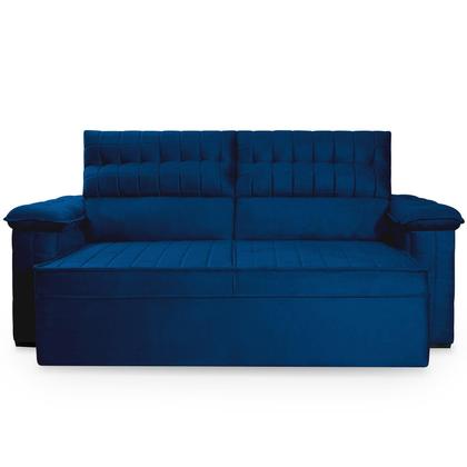 Sofá Retrátil Reclinável 3 lugares com molas 2,00m Quantum Suede Velut Azul - King House Imagem de Sofá Retrátil Reclinável 3 lugares com molas 2,00m Quantum Suede Velut Azul - King House