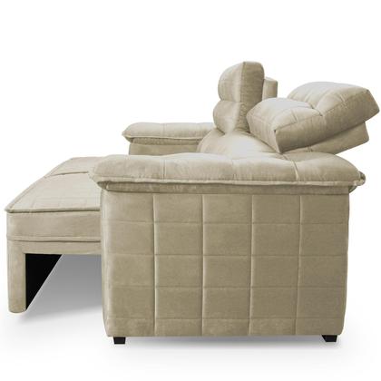 Imagem de Sofá Retrátil Reclinável 3 lugares com molas 2,00m Quantum Suede Velut Bege - King House