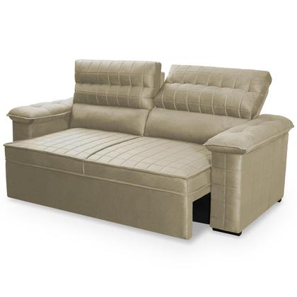 Imagem de Sofá Retrátil Reclinável 3 lugares com molas 2,00m Quantum Suede Velut Bege - King House