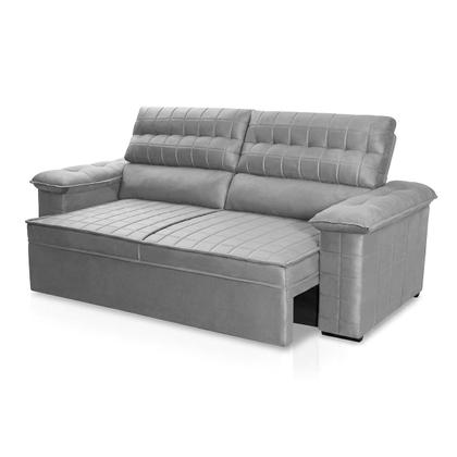 Imagem de Sofá Retrátil Reclinável 3 lugares com molas 2,00m Quantum Suede Velut Cinza - King House