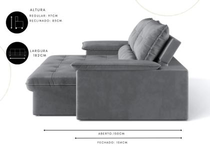 Imagem de Sofá Retrátil Reclinável 3 Lugares Suede 1,80m Ravena