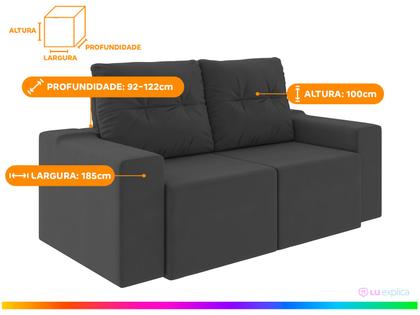 Imagem de Sofá Retrátil Reclinável 3 Lugares Suede