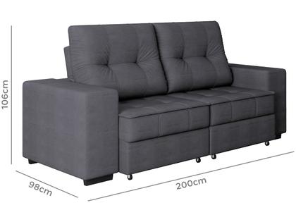 Sofá Retrátil Reclinável 3 Lugares Suede Moviment Artesano Linoforte Imagem de Sofá Retrátil Reclinável 3 Lugares Suede Moviment Artesano Linoforte