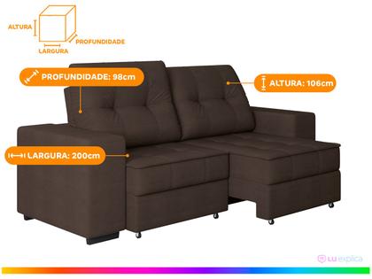 Imagem de Sofá Retrátil Reclinável 3 Lugares Suede Moviment Artesano Linoforte