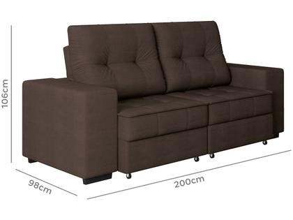 Sofá Retrátil Reclinável 3 Lugares Suede Moviment Artesano Linoforte Imagem de Sofá Retrátil Reclinável 3 Lugares Suede Moviment Artesano Linoforte