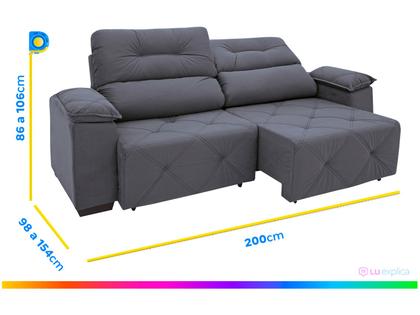 Imagem de Sofá Retrátil Reclinável 3 Lugares Suede Moviment Grazzia Linoforte