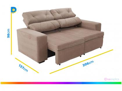 Sofá Retrátil Reclinável 3 Lugares Suede - Phormatta Evolution SMP Imagem de Sofá Retrátil Reclinável 3 Lugares Suede