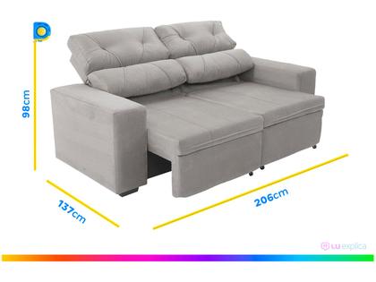 Imagem de Sofá Retrátil Reclinável 3 Lugares Suede