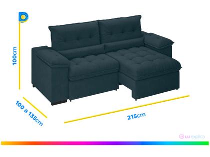 Sofá Retrátil Reclinável 3 Lugares Suede Veludo - Arezzo BestHouse Imagem de Sofá Retrátil Reclinável 3 Lugares Suede Veludo