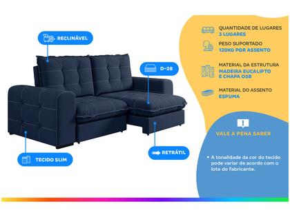 Sofá Retrátil Reclinável 3 Lugares Tecido Slim Fofão Besthouse Imagem de Sofá Retrátil Reclinável 3 Lugares Tecido Slim Fofão Besthouse