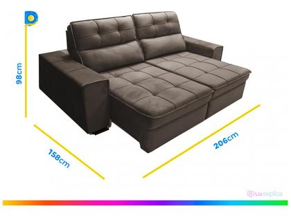 Imagem de Sofá Retrátil Reclinável 3 Lugares Veludo Joly Barsa Gralha Azul