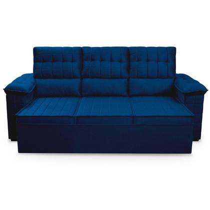 Sofá Retrátil Reclinável 4 lugares com molas 2,30m Quantum Suede Velut Azul - King House Imagem de Sofá Retrátil Reclinável 4 lugares com molas 2,30m Quantum Suede Velut Azul - King House