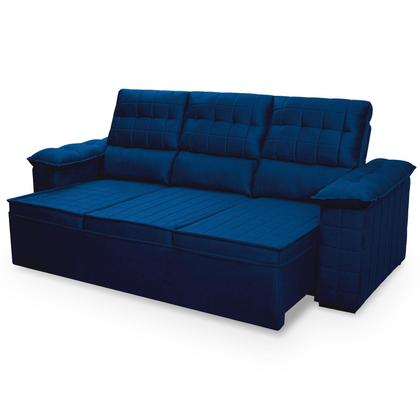 Imagem de Sofá Retrátil Reclinável 4 lugares com molas 2,30m Quantum Suede Velut Azul - King House