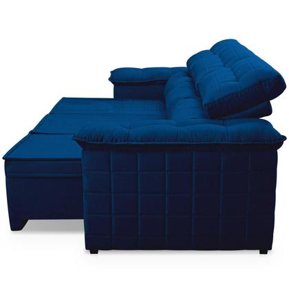 Imagem de Sofá Retrátil Reclinável 4 lugares com molas 2,30m Quantum Suede Velut Azul - King House