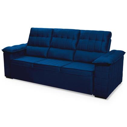 Sofá Retrátil Reclinável 4 lugares com molas 2,30m Quantum Suede Velut Azul - King House Imagem de Sofá Retrátil Reclinável 4 lugares com molas 2,30m Quantum Suede Velut Azul - King House